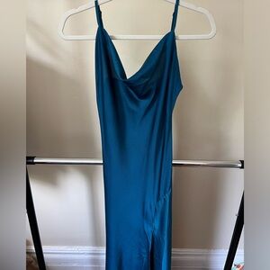 Blue satin slip dress